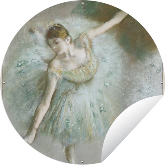 Tuincirkel Dancer in Green - Schilderij van Edgar Degas - 60x60 cm - Ronde Tuinposter - Buiten