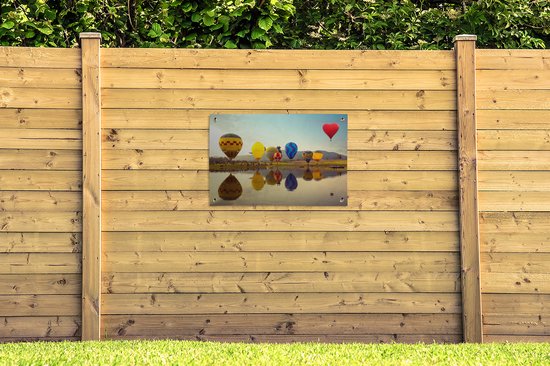 Posters de jardin extérieur Montgolfière - Couleurs - Water - Reflet - 90x60 cm - Toile jardin - Affiche extérieure