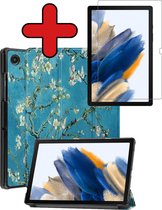 Samsung Galaxy Tab A8 Hoes Book Case Hoesje Met Screenprotector - Samsung Galaxy Tab A8 Hoes Cover - 10,5 inch - Bloesem