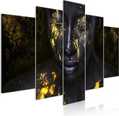 Schilderij - Bathed in Gold (5 Parts) Wide.