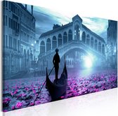 Schilderij - Magic Venice (1 Part) Narrow Blue.