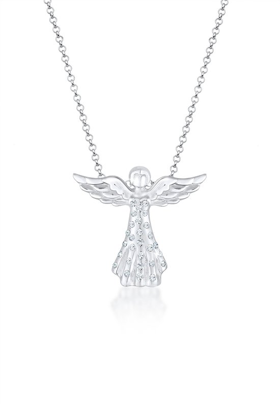 Elli Dames Halsketting Dames Angel Hanger Speels met Kristallen in 925 Sterling Zilver