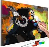 Doe-het-zelf op canvas schilderen - Monkey In Headphones (Multi Colour).