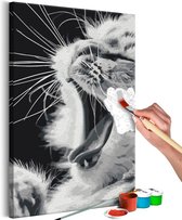 Doe-het-zelf op canvas schilderen - Yawning Kitten.