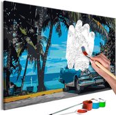Doe-het-zelf op canvas schilderen - Car under Palm Trees.