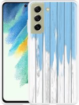 Hoesje Geschikt voor Samsung Galaxy S21 FE Dripping blue paint