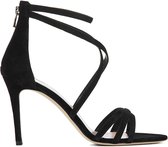Lina Locchi Sandalen Dames / Damesschoenen - Suède   - Blokhak hoogte  9 cm - L1120 sue - Zwart - Maat 36
