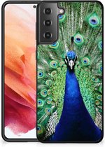 GSM Hoesje Geschikt voor Samsung Galaxy S21 Siliconen Back Cover met Zwarte rand Pauw
