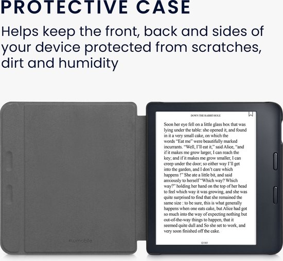 kwmobile e-reader hoesje geschikt voor Kobo Libra 2 hoes - E reader flip case met magnetische sluiting - Ereader cover - Magnolia design in poederroze / wit / oudroze van Merkloos — afbeelding 2