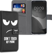 kwmobile telefoonhoesje voor Xiaomi Redmi Note 10 / Note 10S - Hoesje met pasjeshouder in wit / zwart - Don't Touch My Phone design