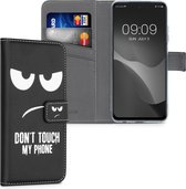 kwmobile telefoonhoesje geschikt voor Xiaomi Redmi Note 10 / Note 10S - Backcover voor smartphone - Hoesje met pasjeshouder in wit / zwart - Don't Touch My Phone design