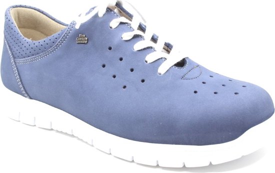 Finn Comfort, BARLETTA, 02851-007356, Blauwe lichtgewicht veterschoenen wijdte H