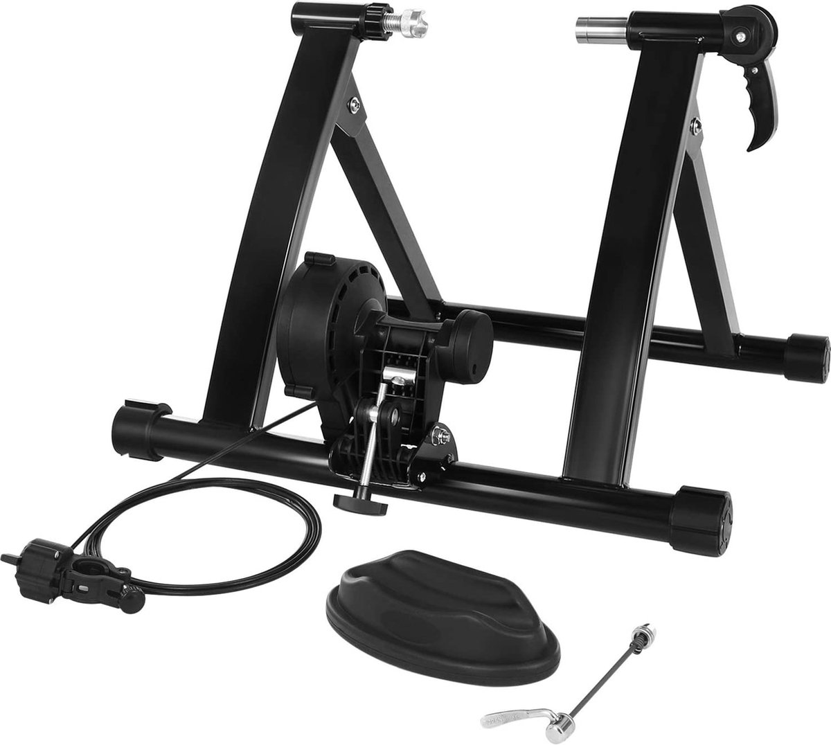 Magnetische fietsweerstandstrainer met geluidsreducerend wiel, met snelspanner en snelontgrendeling, zwart HMBT003B01