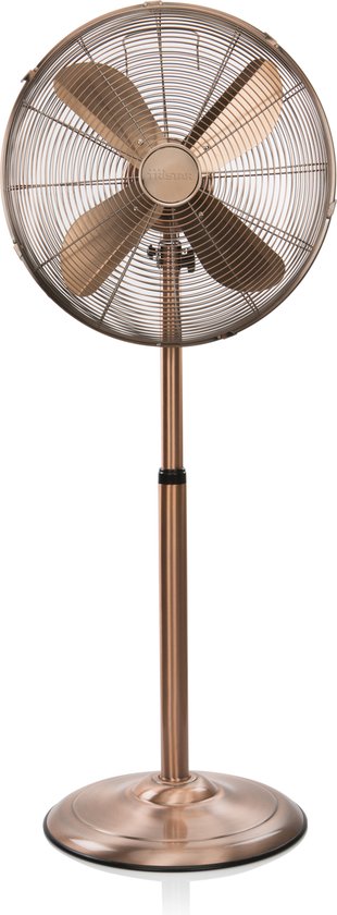 Retro Statiefventilator 40 cm – 50W – 3 Snelheden – 85° Oscillatie – Met Hoogteverstelling – Koperkleur – Tristar VE-5971