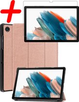 Hoesje Geschikt voor Samsung Galaxy Tab A8 Hoes Case Tablet Hoesje Tri-fold Met Screenprotector - Hoes Geschikt voor Samsung Tab A8 Hoesje Hard Cover Bookcase Hoes - Rosé goud.