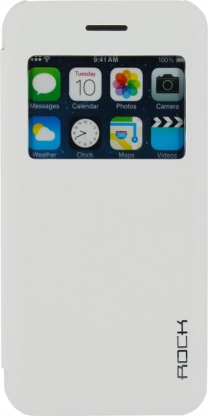 Apple iPhone 6/6s Hoesje - Rock - Uni Side Serie - Hard Kunststof Bookcase - Wit - Hoesje Geschikt Voor Apple iPhone 6/6s