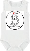 Baby Rompertje met tekst 'Goldendoodle 2' | mouwloos l | wit zwart | maat 62/68 | cadeau | Kraamcadeau | Kraamkado