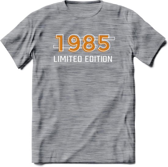 1985 Limited Edition T-Shirt | Goud - Zilver | Grappig Verjaardag en Feest Cadeau Shirt | Dames - Heren - Unisex | Tshirt Kleding Kado | - Donker Grijs - Gemaleerd - M