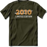 2010 Limited Edition Lines T-Shirt | Goud - Zilver | Grappig Verjaardag en Feest Cadeau Shirt | Dames - Heren - Unisex | Tshirt Kleding Kado | - Leger Groen - XL