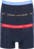 Tommy Hilfiger trunks (3-pack) heren boxers normale lengte - blauw met gekleurde tailleband -  Maat: XXL