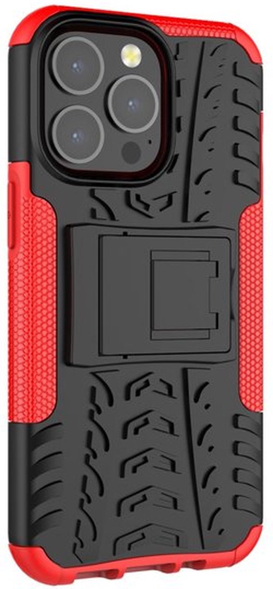 Peachy Shockproof TPU met stevig hoesje voor iPhone 13 Pro - rood en zwart