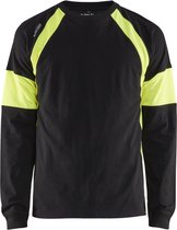 Blaklader T-shirt lange mouw 3520-1030 - Zwart/High Vis Geel - XL