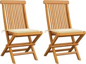 Medina Tuinstoelen 2 st met crèmekleurige kussens massief teakhout