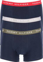 Tommy Hilfiger trunks (3-pack) - heren boxers normale lengte - blauw met gekleurde tailleband -  Maat: L