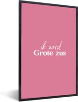 Cadre photo avec affiche - Je vais être une grande sœur - Proverbes - Grande sœur - Citations - Sœurs - 20x30 cm - Cadre pour affiche