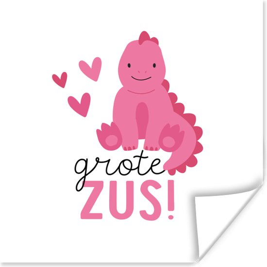 Affiche Soeur - Dinosaurus - Grande soeur - Frère et soeur - 30x30 cm