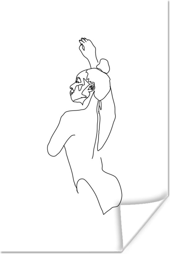 Poster Line-art tekening dansende vrouw