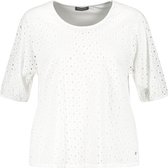 SAMOON Dames Katoenen blouse met opengewerkt borduursel Offwhite-50