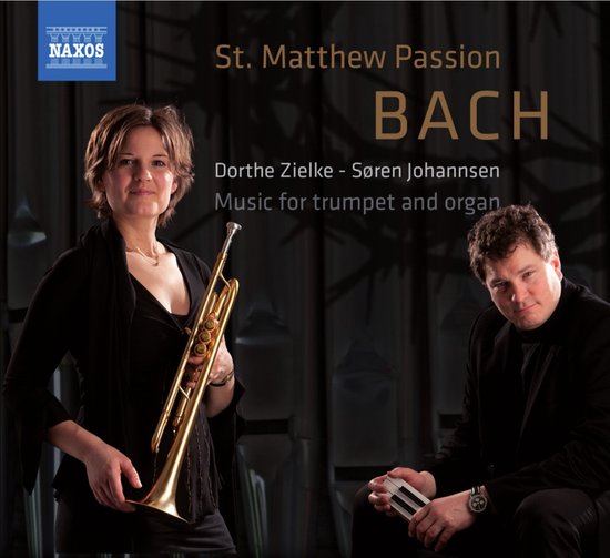 Dorthe Zielke met trompet, Søren Johannsen met orgelklavier, 'St. Matthew Passion' albumhoes.