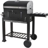 Luxe Verrijdbare Houtskoolbarbecue BBQ met Deksel - Ingebouwde Temperatuurmeter - Inclusief Gereedschap Accessoires Set - Grilloppervlak (LxB) 57cm x 37cm - Staal - Zwart