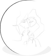 Moment d'illustration pour le baiser sur fond blanc Cercle mural aluminium ⌀ 30 cm - Tirage photo sur cercle mural / cercle vivant / cercle de jardin (décoration murale)