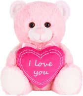 BRUBAKER Teddy Pluche Beer met Hart Roze - I Love You - 25 cm - Teddybeer Pluche Teddy Knuffel - Zacht Speelgoed Roze - Valentijn cadeautje