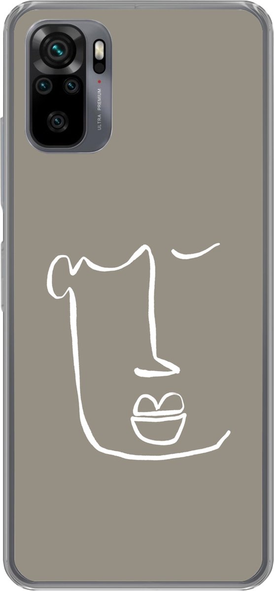 Telefoonhoesje Geschikt voor Xiaomi Geschikt voor Redmi Note 10 hoesje - Lippen - Abstract - Line art - Siliconen Telefoonhoesje Telefoonhoesje