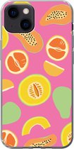 Geschikt voor iPhone 13 hoesje - Fruit - Patronen - Roze - Siliconen Telefoonhoesje