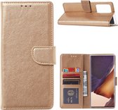 LuxeBass Hoesje geschikt voor Samsung Galaxy Note 20 Ultra - Bookcase Goud - portemonnee hoesje - telefoonhoes - gsm hoes - telefoonhoesjes