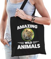 Sac en coton jaguar - noir - adulte + enfant - animaux sauvages incroyables - sac shopping/ sac de sport/ sac de sport - éventail guépard