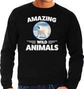 Sweater ijsbeer - zwart - heren - amazing wild animals - cadeau trui ijsbeer / ijsberen liefhebber M