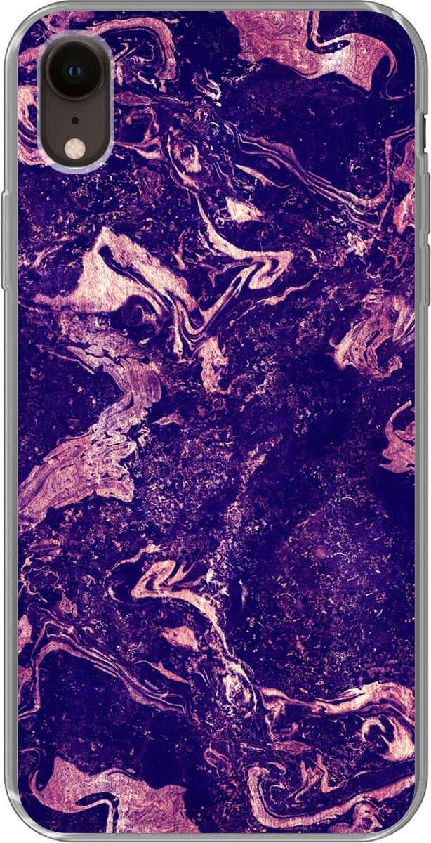 Telefoonhoesje Geschikt voor iPhone XR hoesje - Marmer print - Natuursteen - Mineralen - Siliconen Telefoonhoesje