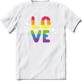 Love | Pride T-Shirt | Grappig LHBTIQ+ / LGBTQ / Gay / Homo / Lesbi Cadeau Shirt | Dames - Heren - Unisex | Tshirt Kleding Kado | - Wit - S