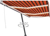 Decoways - Luifel handmatig uittrekbaar met LED 600x300 cm oranje en bruin
