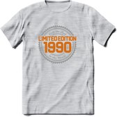 1990 Limited Edition Ring T-Shirt | Zilver - Goud | Grappig Verjaardag en Feest Cadeau Shirt | Dames - Heren - Unisex | Tshirt Kleding Kado | - Licht Grijs - Gemaleerd - L