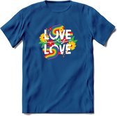 Love Is Love | Pride T-Shirt | Grappig LHBTIQ+ / LGBTQ / Gay / Homo / Lesbi Cadeau Shirt | Dames - Heren - Unisex | Tshirt Kleding Kado | - Donker Blauw - S