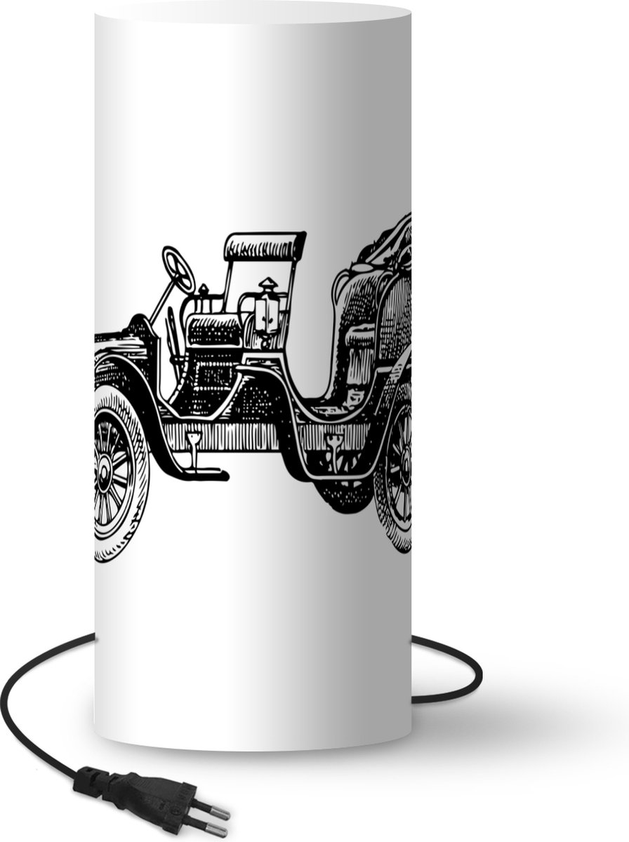 Lamp - Nachtlampje - Tafellamp slaapkamer - Oude vintage Locomobiel - 33 cm hoog - Ø14.3 cm - Inclusief LED lamp