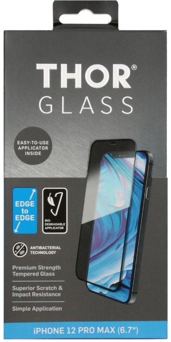 THOR DT Glass CF 2D Anti Bac screenprotector voor iPhone 12 Pro Max - transparant