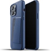 Mujjo - Full Leather Wallet iPhone 13 Pro Max Hoesje | Blauw