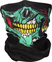Skull colsjaal zwart groen - col sjaal mondkapje masker doodskop skelet motor